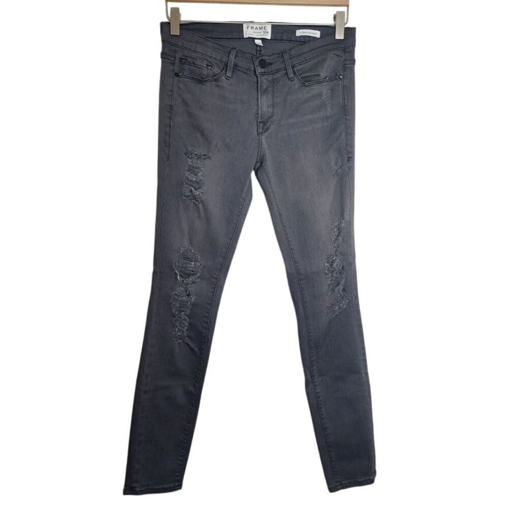 Frame Jeans Women's 28‎ Le Skinny De Jeanne Shred Denim Pants Grey
